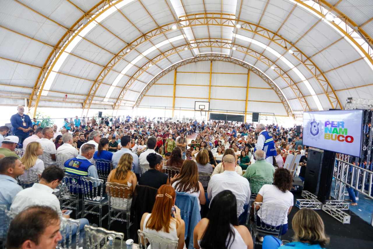 Também foi anunciado o início das obras de ampliação do Sistema de Esgotamento Sanitário (SES) Rendeiras, implantação do Coletor 24 e construção da Estação Elevatória de Esgoto B24. Foto: Aluisio Moreira - SRHS/PE