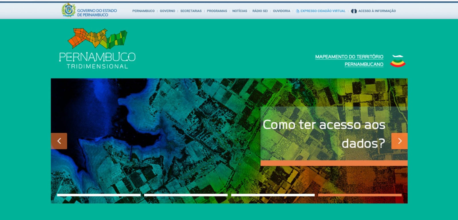 A imagem apresenta um print da página inicial do site Pernambuco Tridimensional.